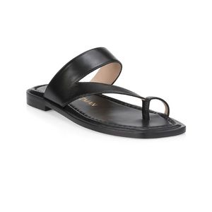 Stuart Weitzman Lyla Leather Flat Sandals 6.5